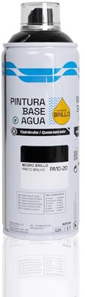 BESCH Pintura en Spray Base Agua 400ml – Ecológica, Sin Olor, para Madera, Plástico, Metal y Cartón – Cobertura Uniforme y Secado Rápido - Negro Brillo, 1 unidad