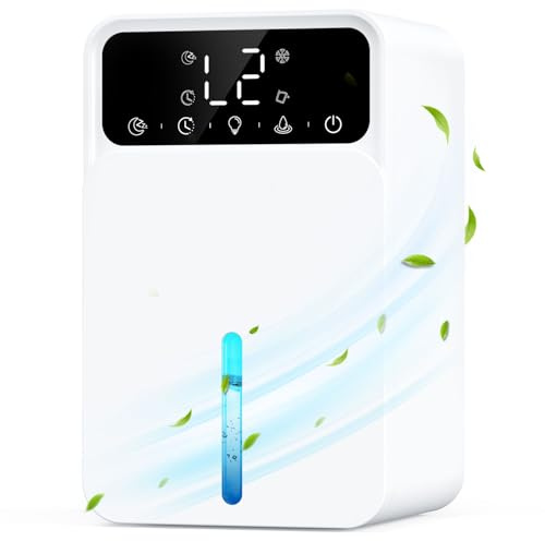 Deshumidificador 1500ML, Deshumidificador Eléctrico con Apagado Automático y Descongelación, Temporizador, Ultra Silencioso, Luz Nocturna de Colores, para Baño de Apartamento, Sótano