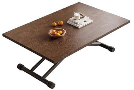 STARHMLUX Mesa Centro Elevable y Extensible - Mesa Centro con Ruedas Marco de Acero al Carbono Diseño Plegable Adecuado para Espacios Pequeños Walnut 39.3 * 23.6 * 27.9in