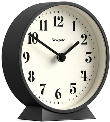 NEWGATE® Theatre Kaminuhr | Modernes klassisches rundes Design | Schwarz | Zeitgenössischer Stil für Schreibtisch, Tisch, Regal oder Nachttisch