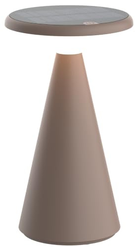 BOLD LED Solar-Tischleuchte - Akku Tischlampe Dimmbar für Außen & Innen | IP44 Spritzwasserschutz, Warmweiß 2.700K, Touch-Dimmer, 6h Akkulaufzeit, inklusive 1m USB-C Ladekabel, Farbe Taube
