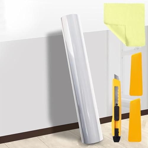Lámina protectora de pared transparente, 40 x 1000 cm, autoadhesiva, protección contra salpicaduras, pegatina de pared estática con cuchillo, raspador de plástico y trapos, lavable, lámina decorativa