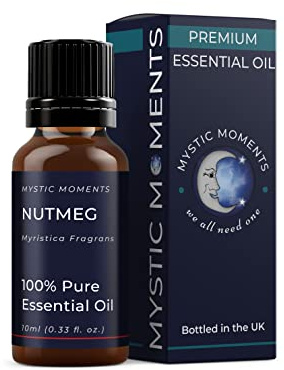 Mystic Moments | Nutmeg Essential Oil Pure | 10ml | Myristica fragrans gives a rich woody aroma for diffusers, oil blends and fragrance formulations.