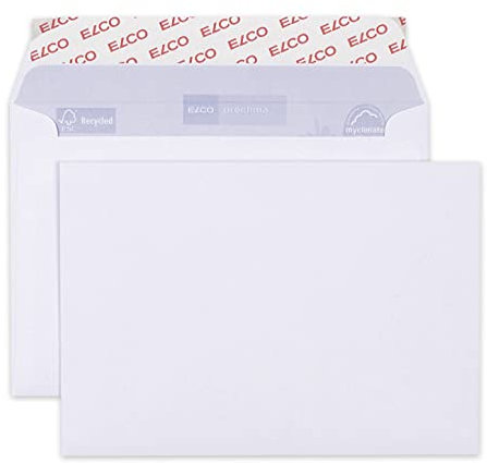 Elco 38686 Proclima Box mit Deckel und 500 Briefumschläge/Versandtasche, Haftklebeverschluss, C6, 100g, weiss recycl., Fenster: nein
