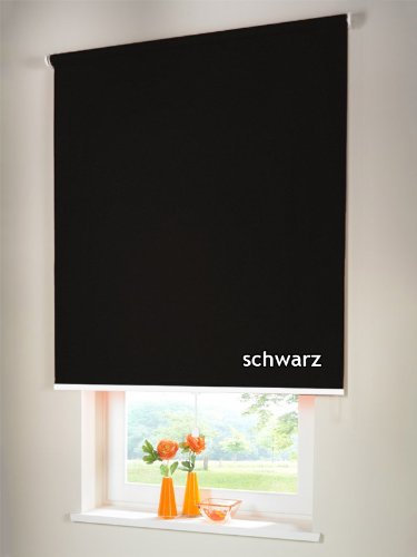 Verdunkelungsrollo Mittelzugrollo Springrollo Rollo Verdunkelung 220 x 220 cm / 220x220 cm schwarz