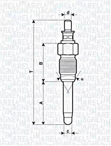 MAGNETI MARELLI Diesel Glühkerze 11V Schlüsselweite: 12mm Gewindemaß:M12X1,25 Glühkerzenausführung:Metall-Glühkerze Kompatibel mit RENAULT Megane 1 BA0/1 MEGANE Scenic JA0/1 Megane 1 Classic LA0/1