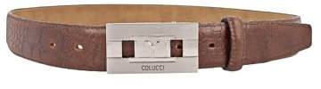 Carlo Colucci Ledergürtel mit Kroko-Prägung Dunkelbraun 90