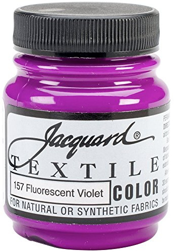 Jacquard Textile Color Fluorescent Violet - Permanent Fabric Paint for Clothes, Furniture Upholstery, Shoes or Tote Bags – Indoor & Outdoor Fabric Paint – 2.25 Oz Jar, Upholstery Fabric Paint