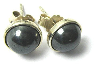 Ohrstecker Hämatit Cabochon 8 mm 935er Silber