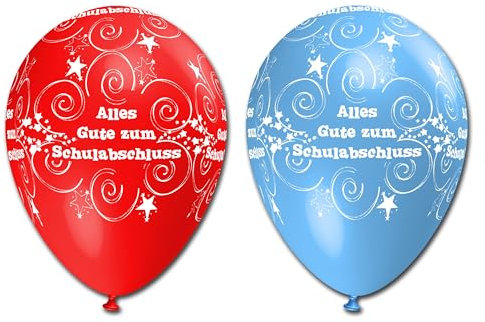 10 Luftballons Alles Gute zum Schulabschluss, bunt sortierte Mischung, ca. 30 cm