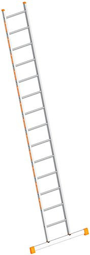 Layher 1054014 Sprossenanlegeleiter Topic, Aluminiumleiter mit 14 Sprossen, Länge 3.95 m