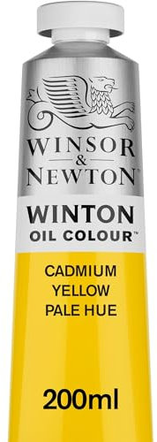 Winsor & Newton 1437119 Winton, feine hochwertige Ölfarbe - 200ml Tube mit gleichmäßiger Konsistenz, Lichtbeständig, hohe Deckkraft, Reich an Farbpigmenten - Kadmium Gelb hell Farbton