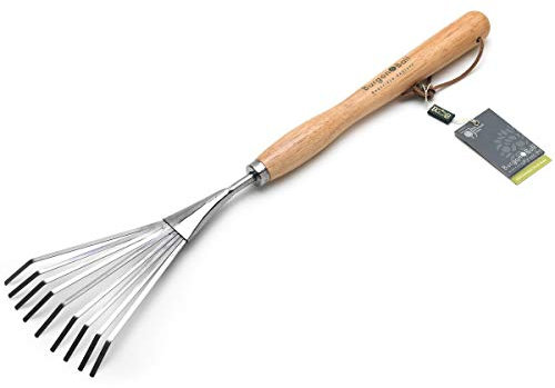 Burgon & Ball GTH/SSRMHRHS RHS Mid-Handled Stainless Steel Shrub Rake