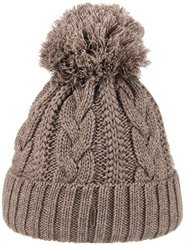 McBURN Giant Bommelmütze Damen - Made in Italy Wintermütze Bommelmützen Strickmütze mit Umschlag, Futter, Futter Winter Herbst-Winter - One Size Camel