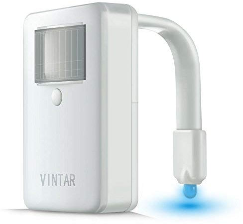 Motion Activated Toilet Night Light, Vintar Body Auto Motion Activated Sensor Colorful Nightlight, 16-Color Changes, Only Activates in Darkness