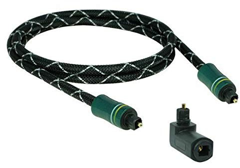 SunshineTronic 2m Premium Lichtleiter Kabel Toslink hochwertiges Alu-Gehäuse + Toslink-Winkeladapter(360° drehbar) AL-2.0