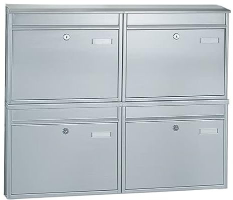 Rottner Briefkastenanlage mit 4 Briefkästen Edelstahl