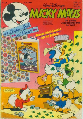 Micky Maus Heft 1988 Nr. 25 , 15.6.1988 , Comic-Heft Walt Disneys