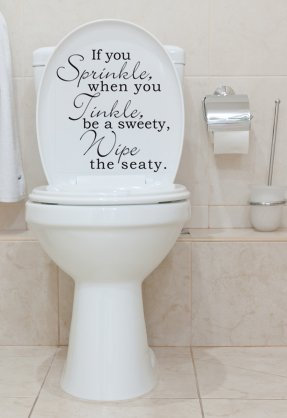 Toilet Seat Stickers Decal Quote If You Sprinkle - Wipe Seat in 30 Colours (Black)
