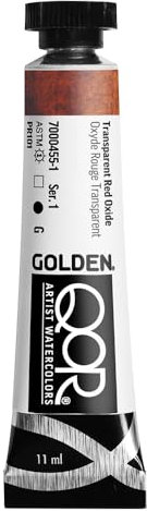 GOLDEN QoR Artist Watercolors, Transparent Red Oxide, 11 ml Tube