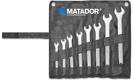 MATADOR Maulschlüssel Set 8-teilig in Werkzeug Rolltasche | 6 x 7-20 x 22 mm Schraubenschlüssel | MATADOR Gabelschlüsselsatz Artikel-Nr. 01009080