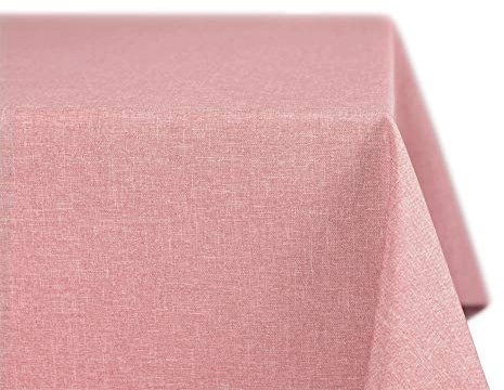 BEAUTEX fleckenabweisende und bügelfreie Tischdecke - Tischtuch mit Lotuseffekt - Tischwäsche in Leinenoptik, Eckig 110x110 cm, Rose