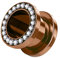 Piercingfaktor Flesh Tunnel Schraub Plug Ohr Piercing Edelstahl Titan mit Schraubverschluss Zirkonia Kristallen Steinen 6 mm Coffee Braun