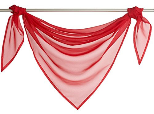 Querbehang Deko Gardinen aus transparentem Voile Triangle Schals L*B 200 * 100cm Rot