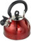 Buckingham Stainless Steel Whistling Kettle Metallic Red with Cool Touch Handle Suitable for Camping Hiking Indoor & Outdoor Use 2.5 Litres