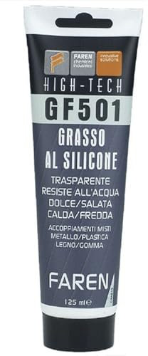 Faren GF501, Grasso trasparente al silicone, Lubrificante Atossico Inodore Idrorepellente per Metalli,Plastici e Gomme (1)