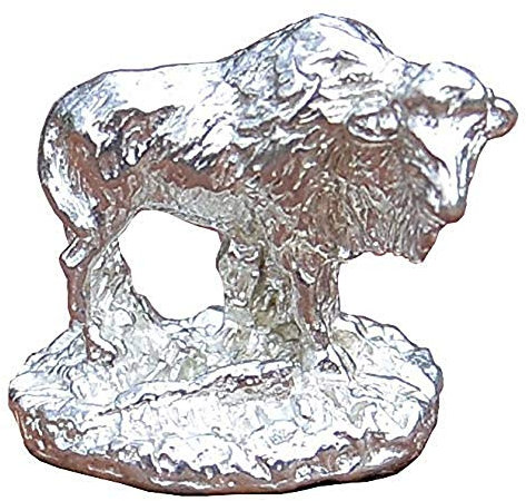 Schöne Tierfigur Bison aus Zinn (Pewter) von Hand Gegossen