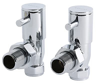 Milano Chrome Angled Heated Towel Rail Radiator Valves