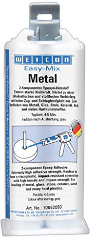 Weicon 10652050 Easy-Mix Metal 50ml Epoxyd-Klebstoff für Metall, Kunststoff, Holz, Glas, grau/grün