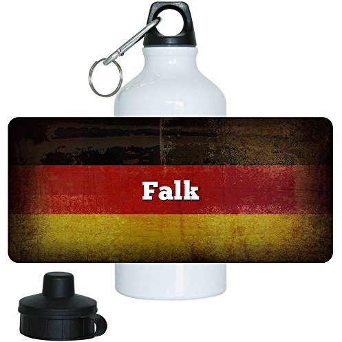 Eurofoto Trinkflasche mit Namen Falk und schöner Deutschland Flagge, aus Aluminium