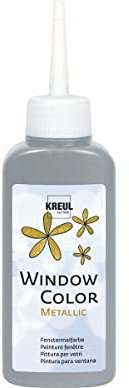 KREUL 42753 - Window Color Argent 80 ml, Peinture pour fenêtre avec effet métallique à base d'eau, pour surfaces lisses comme le verre, les miroirs et les carreaux