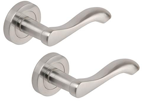 Excel Venus Passage Door Handles on Round Rose, Satin Chrome