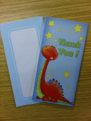 Dankeskarten, mit Dinosaurier, Thank You-Aufdruck in Englischer Sprache, 16 Stück