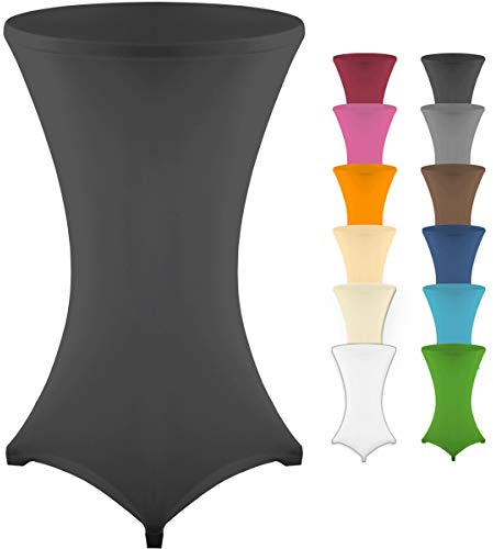Gräfenstayn® Stretch Stehtischhusse Diana mit Öko-Tex Siegel, Verstärkung im Fußbereich, 40°C Maschinenwäsche in vielen Farben und Größen Ø60-65cm / Ø70-75cm / Ø80-85cm (Schwarz, Ø60-65cm)