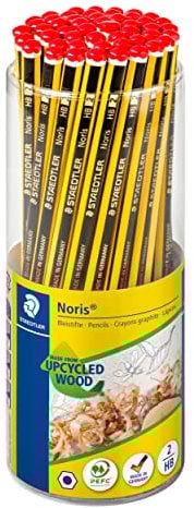 STAEDTLER Bleistift Noris 120, Made from Upcycled Wood, Rutschfeste Soft-Oberfläche, hohe Buchfestigkeit, hohe Qualität Made in Germany, 50 Stück in Köcherpackung, Härtegrad HB, 120 KP50
