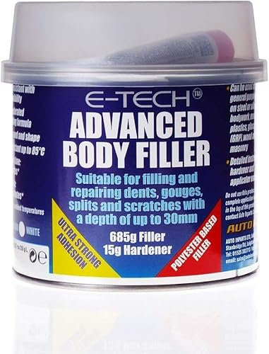 E-Tech All Types Of Vehicle Anti Rust Dent, Gouge, Splits & Scratch Repair Advanced Body Filler (685g Filler/15g Hardener)