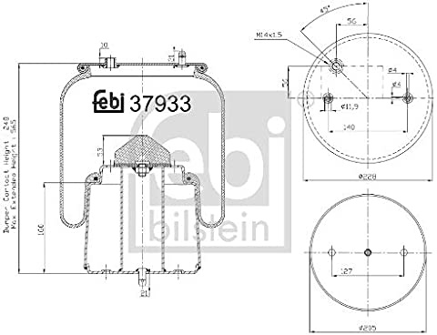 febi bilstein 37933 Air Spring with steel piston, pack of one