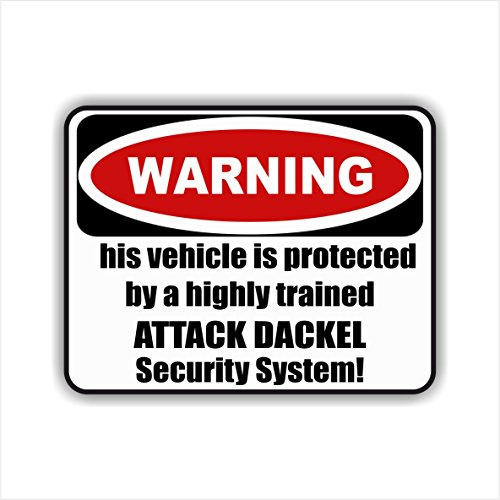 Siviwonder Auto Aufkleber DACKEL WARNING ALARMANLAGE Hundeaufkleber white