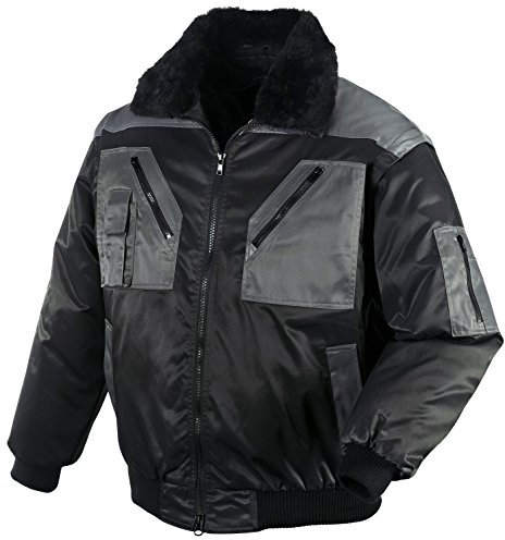 securesse Pilotenjacke 4 in 1-Funktion warme Winterjacke Arbeitsjacke Outdoorjacke, schwarz anthrazit, Größe L