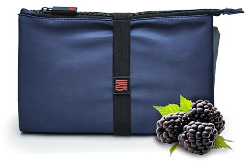 Iris Barcelona Snack Bag Soft Bolsa Porta Alimentos Plegable, Ligera con Goma Ajustable para Guardar Bocadillos, Sándwiches, Fruta, tápers 24 x 14 x 4 cm Cerrada 2,75 l Azul Klein y Gris