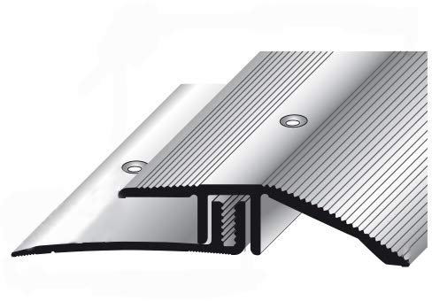 Ausgleichsprofil Laminat / Parkett, 7 – 15 x 44 mm, Alu. eloxiert, gebohrt, silber