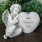 Goldbach Polyresin Wir vermissen Dich Engel sitzend hält Herz Grave eingerichtet, Stein grau, 16 x 13 x 12 cm
