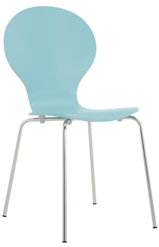 CLP Stapelstuhl Diego I Komfortabler Esszimmerstuhl I Metallgestell, Holzsitz I Ergonomisches Design I Platzsparend In Esszimmer Und Küche, Farbe:hellblau