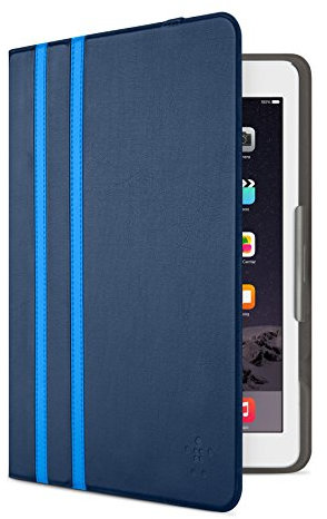 Belkin Universal Twin Stripe Schutzhülle (für Tablets, Apple iPad Air, iPad Air 2, iPad 2017, Samsung Galaxy Tab A (10 Zoll), S2 (10 Zoll)) dunkelblau