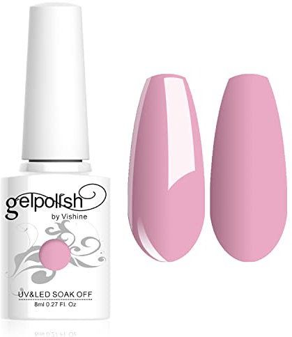 Vishine Vernis à ongles 8ml Semi-permanent Soak-off UV LED Nail Art Manucure Base Top Coat Rose pâle #1532