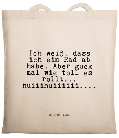 Mr. & Mrs. Panda Jutebeutel Ich weiß, dass ich... - Geschenk, Tote Bag, Freundin, Sprüche, Shopping Tasche, Tasse mit Spruch, Schultasche, Frauen, Einkaufstasche, Laptoptasche